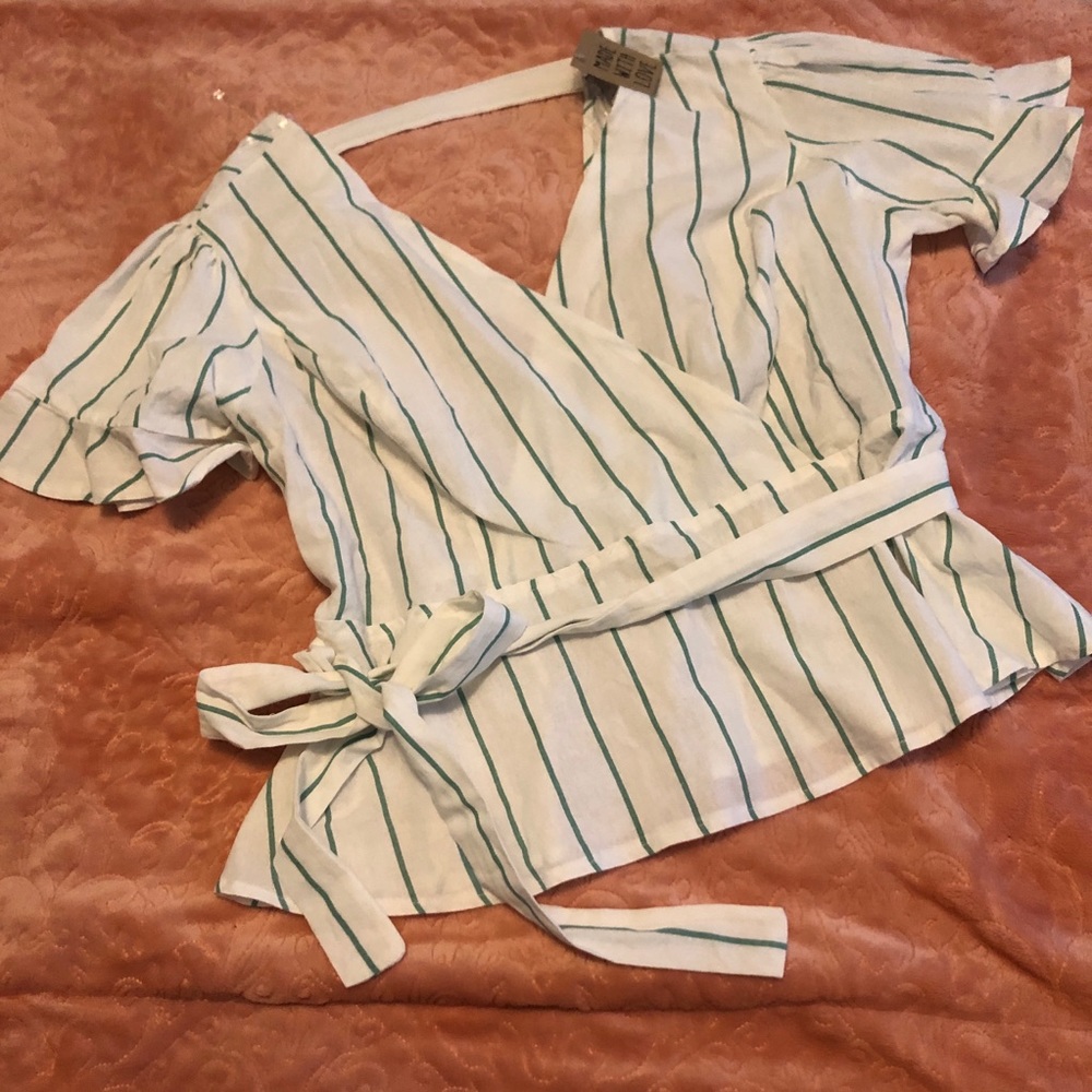 🔥 HOT 🔥 PLUS striped Cotton Peplum Blouse